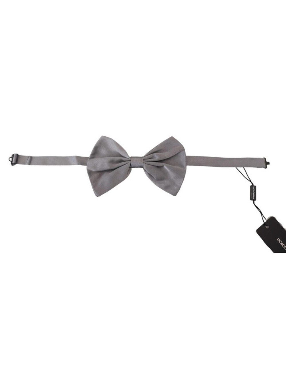 Dolce & Gabbana Bow Tie Men Silver Gray Silk Adjustable Neck Papillon RRP $200